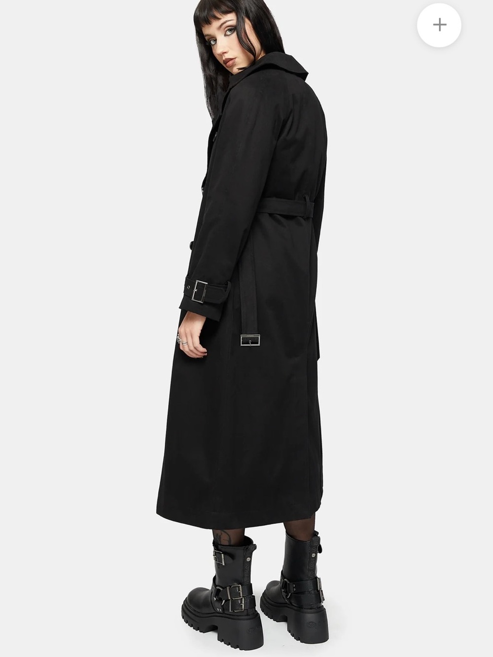 NWT Disturbia Poe Embroidered Black Belted Trench Coat Sz 8 Goth Grunge - Picture 3 of 15